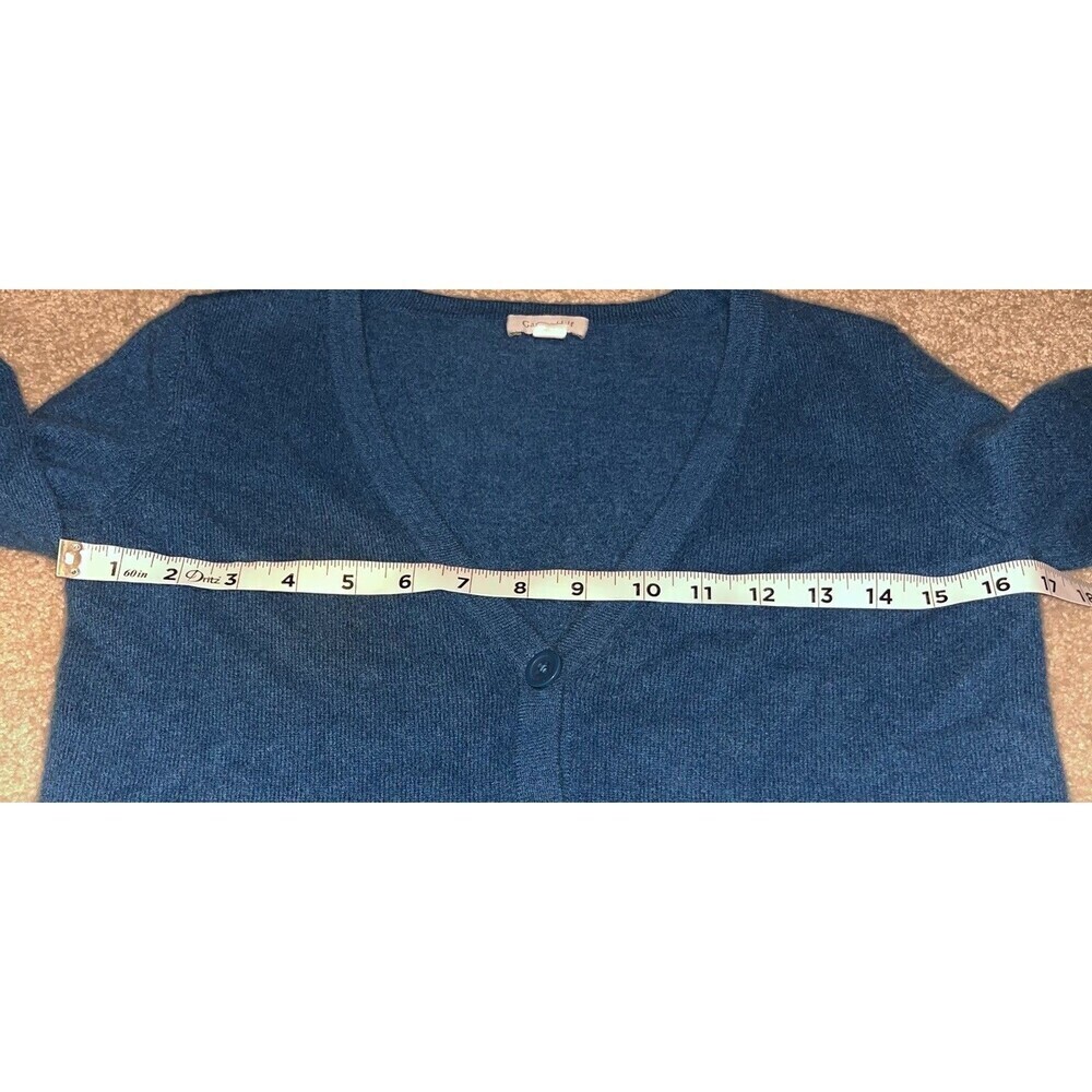 Garnet Hill (XS) Women’s 100% Cashmere Cardigan Sweater Teal Blue High Low - Picture 6 of 15